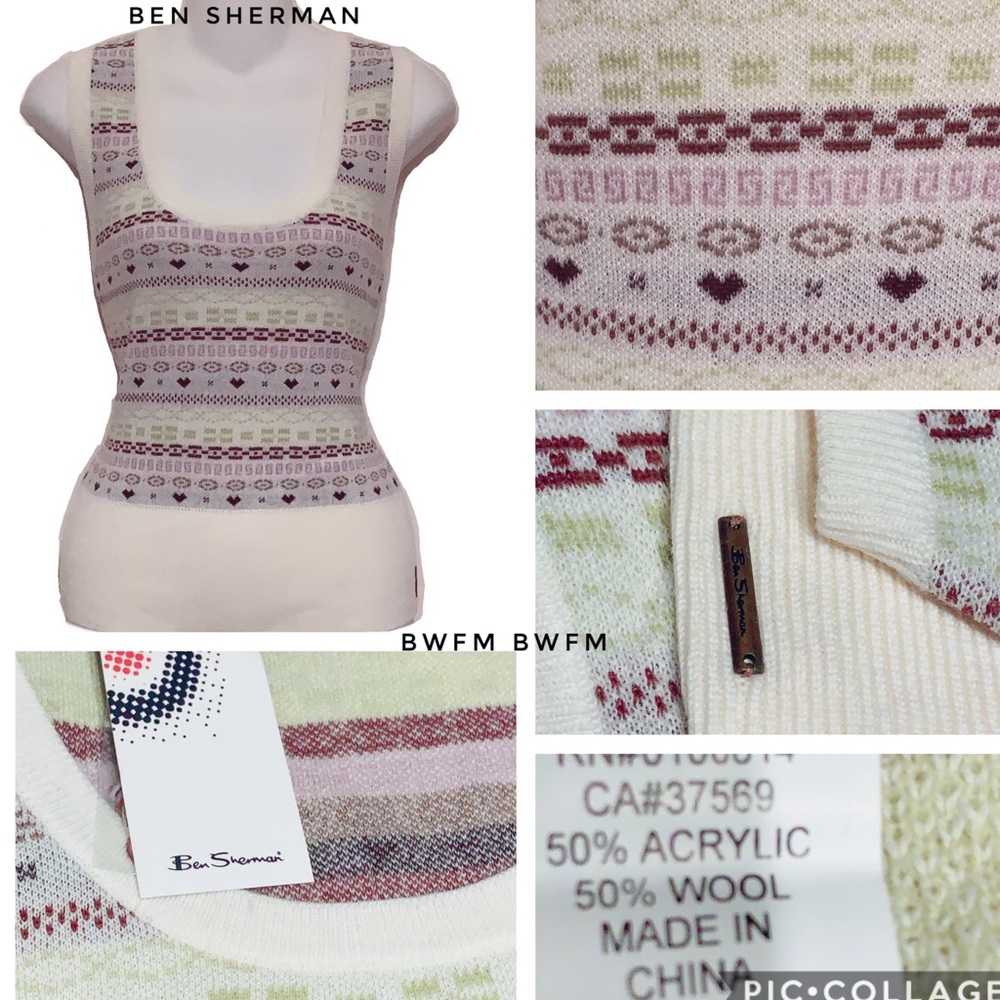 Nwt Ben Sherman women’s wool sweater vest round neck size Medium
